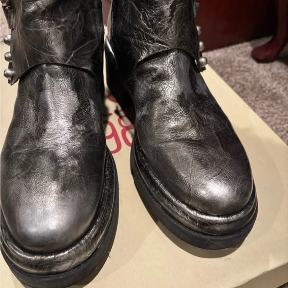 Like New A.S.98 Studded Silver Leather Boots - Picture 8 of 14